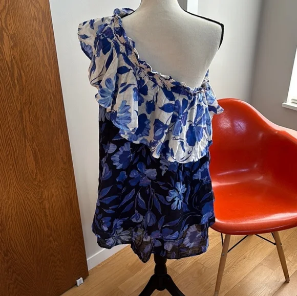 🆕 Anthropologie Floral Dress One Shoulder and Tiered Style. NWT - Picture 6 of 16